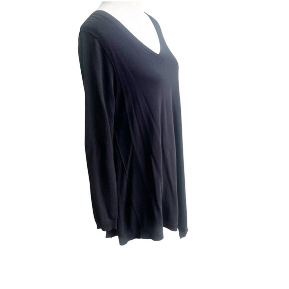 Lori By Lori Goldstein Assymetrical Tunic Sweater Cotton Cashmere Large Black - Picture 4 of 7